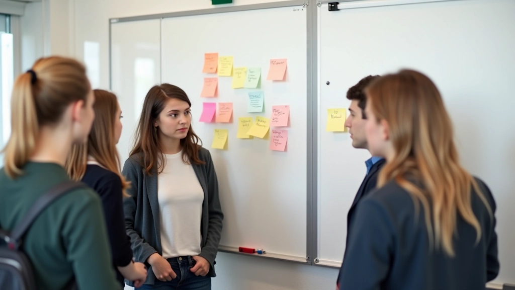 Õpilased brainstormivad ja kirjutavad ideid interaktiivsel tahvlil