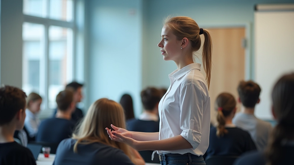 Noor tüdruk näitab oma rühma loodud prototüüpi rahvale