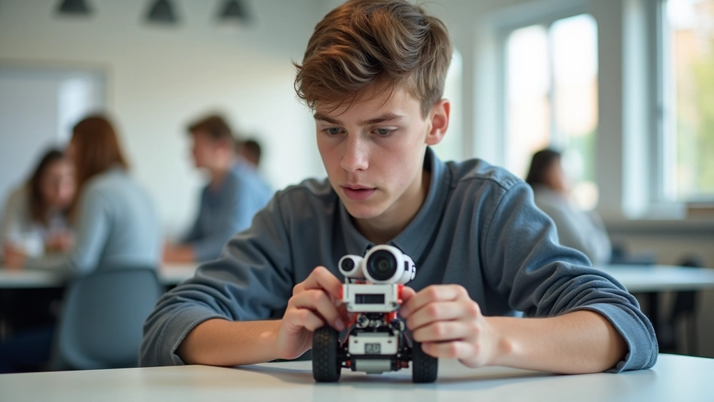 Robotika tööstus, noorte ehitatud robot katsestusjärgus